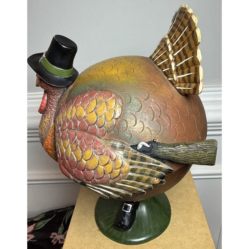Department 56 Flip Tops Thanksgiving Turkey Candy Dish 2002 Gun Tip Missing - Picture 4 of 8